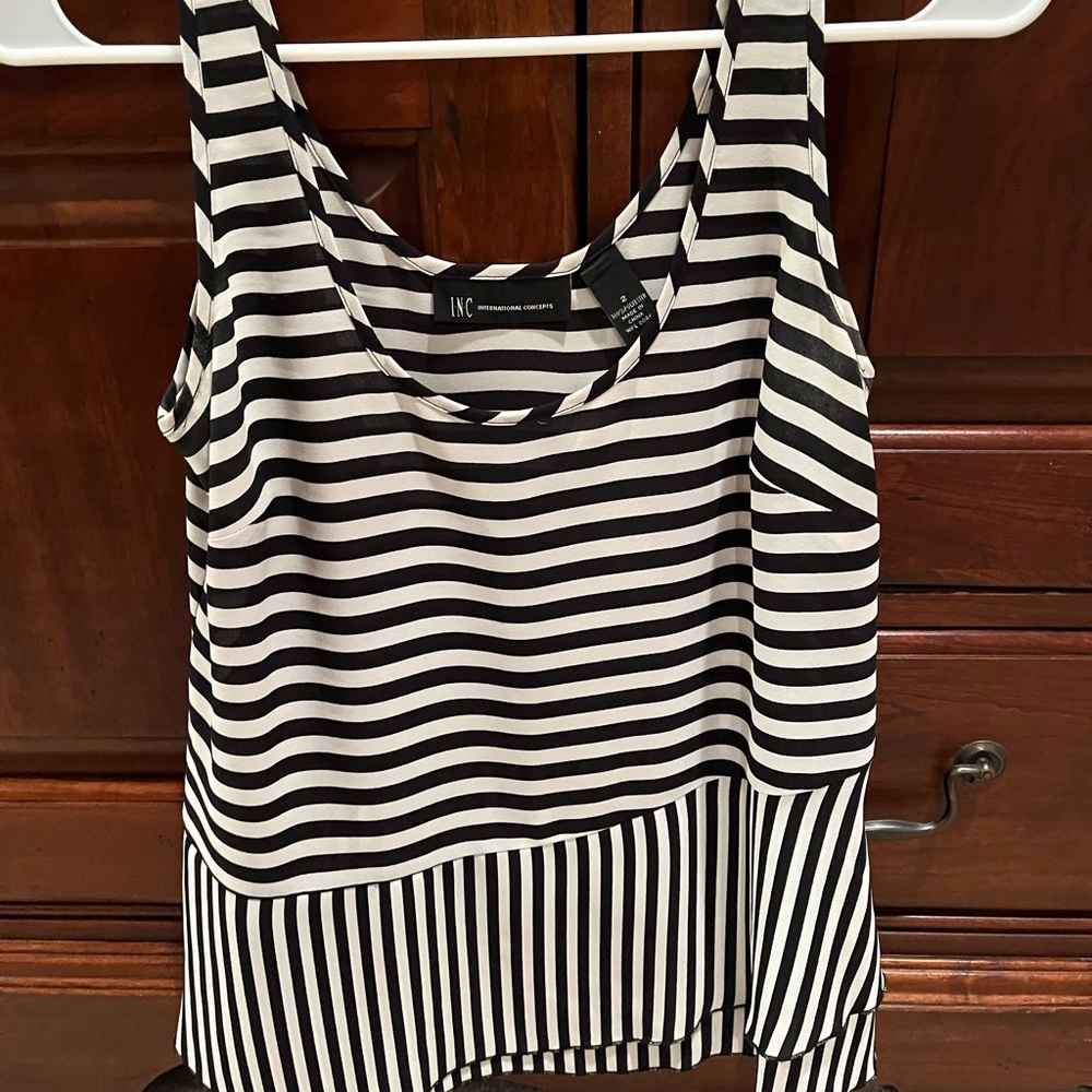 INC Striped Peplum Top